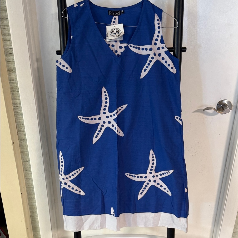 Kikisol small sleeveless Blue Starfish Print Dress